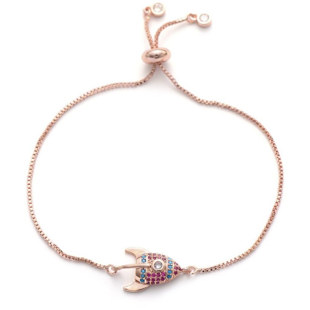 Rocket Spaceship Rose Gold Bracelet